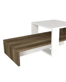 Konferenčné stolíky Konferenčný stolík Chain White and Walnut