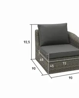 Záhradné stoličky a kreslá DEOKORK Ratanové ĽAVÉ ukončenie BORNEO LUXURY (sivá)