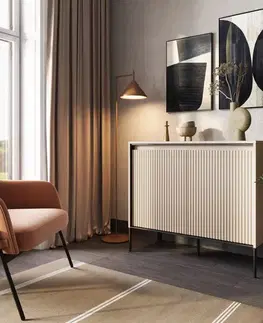 Komody Dig-net nábytok Komoda SWING TR-02 s LED osvetlením | béžová
