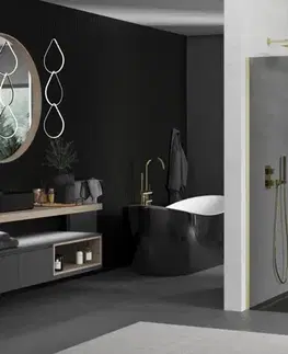 Sprchové dvere MEXEN/S - Kioto Sprchová zástena WALK-IN 90 x 200, grafit 8 mm, zlatá kartáčovaná 800-090-101-55-40