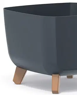 Kvetináče a truhlíky NABBI DGQL300 plastový kvetináč na nožičkách 29 cm antracit