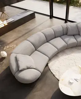 Veľké pohovky DELIFE Veľká pohovka Lunna 470x210 cm štruktúrovaná látka mäkká sivá 3 vankúše