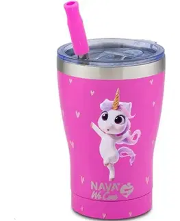 Termosky a termohrnčeky Kinekus Termohrnček so slamkou 400 ml nerez, jednorožec ružový NAVA