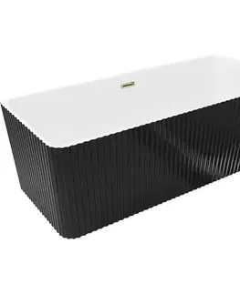 Vane MEXEN/S - Nila voľne stojaca vaňa reliéf 170 x 75, biela/čierna, sifón a prepad zlatá 52841708075-50