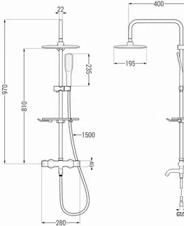 Kúpeľňové batérie MEXEN/S - KT49-VAŇOVÁ SÚPRAVA S TERMOSTATICKOU BATÉRIOU-SPRCHA, BIELA/ ZLATO 779004993-25