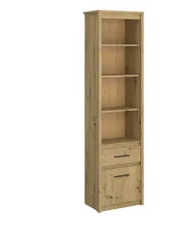 Regály a poličky KONDELA Airon 1D1S jednodverový regál so zásuvkou dub artisan