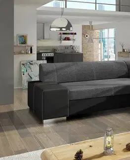 Sedacie súpravy NABBI Pinero P rohová sedačka s rozkladom a úložným priestorom sivá (Sawana 05) / čierna (Soft 11)