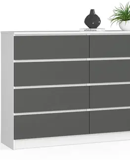 Komody a skrinky Moderná vysoká komoda, APOLENA140, biela / grafit