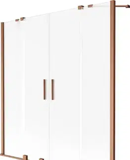 Sprchové dvere MEXEN/S - Velar Duo dvojkrídlová posuvná vaňová zástena 140 x 150 cm, dekor, meď kartáčovaná 896-140-000-32-65