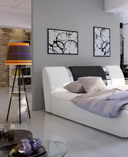 Postele NABBI Folino 180 čalúnená manželská posteľ s roštom biela / čierna