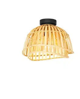 Stropné osvetlenie Orientálne stropné svietidlo čierne s prírodným bambusom 30 cm - Pua
