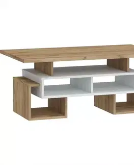 Konferenčné stolíky s úložným priestorom Konferenčný stolík RIO S craft biela/zlatý