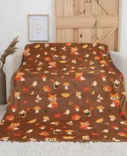 Deky MKLozkoviny.sk Deka mikroplyš Exclusive 150 × 200 cm – Jesenný les hnedý