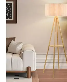 Lampy BRILAGI - Stojaca lampa NORDIC WAVE 1xE27/15W/230V drevo/ľan BRI429