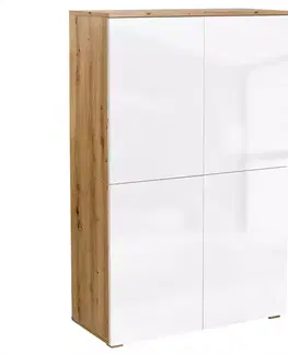 Komody do spálne Komoda Como  4d D.Artisan+biely lesk