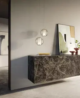 Komody DELIFE Komoda Cuor 180 cm keramika emperador extra lesklá tmavohnedá 2 dvierka 3 zásuvky závesná