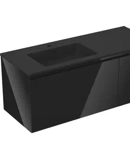 Kúpeľňový nábytok MEXEN/S - Orio kúpeľňová skrinka 120 cm s umývadlom Otis ľavá, 1S, 1D, čierna lesk/čierna mat 91A13-12047-3-BBFF70-W18L71