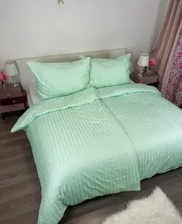Obliečky Obliečky damaškové zelené TiaHome - 1x Vankúš 90x70cm, 1x Paplón 140x200cm