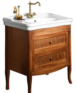 Kúpeľňový nábytok SAPHO - RETRO umývadlová skrinka buk 73×80×46,5 cm, umývadlo ANTIK 80cm 1654-01