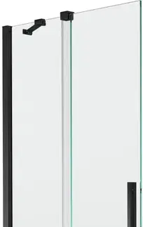 Sprchové dvere MEXEN/S - Velar Dvojkrídlová posuvná vaňová zástena 80 x 150, transparent, čierna 896-080-000-01-70