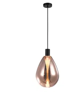 Stropná svetla Lampa wisząca Denso 20 szklana czarna z kloszem miedzianym nad stół