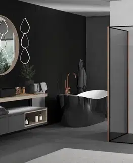Sprchové dvere MEXEN/S - Kioto Sprchová zástena WALK-IN 120 x 120 x 30, čierny vzor, meď kartáčovaná 800-120-120-221-65-70-030