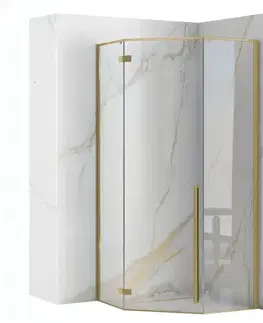 Vane REA/S - Sprchovací kút DIAMOND 90x90 BRUSH GOLD + sprchova vanička Diamond, čierna KPL-K6507