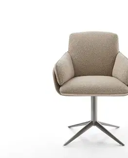 Jedálenské stoličky DELIFE Jedálenská stolička Luan-Flex s opierkami zmiešané materiály tmavobéžová podstava grafitová otočná o 360° s hojdacou funkciou