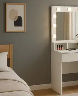 Toaletné stolíky Chomik Toaletný stolík LENA s LED osvetlením | biela