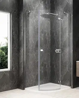 Sprchové dvere POLYSAN - GLOBE CHROME štvrťkruhová sprchová zástena 1000x800, číre sklo, pravé GB2180RC