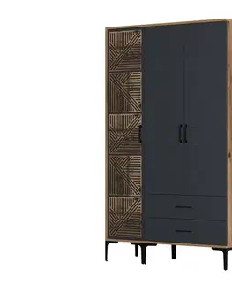 Šatňové skrine Šatníková skriňa Kumsal PT - Walnut, Anthracite