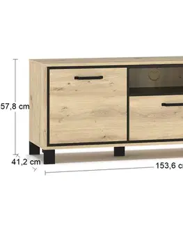 TV stolíky NABBI Vinap TV-2D1DRWR tv stolík dub artisan / wenge tmavá