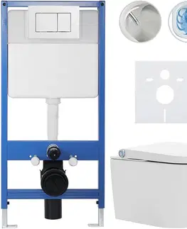 Záchody CERANO - Kompletní WC set Profi/Cronus Standard - bílá lesklá - WC tlačítko Classic/Bílá - předstěnová instalace - 59,3x38,4  CER-006674