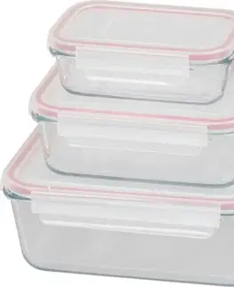 Dózy na potraviny Kinekus Dóza sklenená, 3ks, obdĺžnik s vekom, 400/900/1900 ml