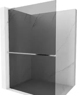 Sprchové dvere MEXEN/S - Kioto+ L Sprchová zástena WALK-IN s poličkou a držiakom uterákov 70 x 200, grafit, chróm 800-070-123-01-40