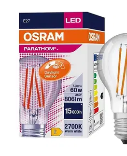 LED osvetlenie LED Žiarovka so senzorom súmraku CLASSIC FILAMENT A60 E27/7,3W/230V 2700K -Osram 4058075762015