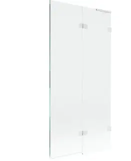Sprchové dvere MEXEN/S - Lunar L vaňová zástena 2-krídlová pravá 90 x 150, transparent, biela 897L-090-100-20-00-P