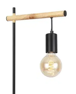 Stolové lampy Stolová lampa Izzy čierna + drevená
