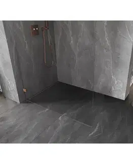 Sprchové dvere MEXEN/S - Lunar L Sprchová zástena WALK-IN ľavá 50 x 200, transparent 8 mm, meď kartáčovaná 830L-050-000-65-00-L