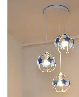 Svietidlá  Detský luster na lanku STARS 3xE27/15W/230V modrá/biela W-KD 1385/3 WT+BL