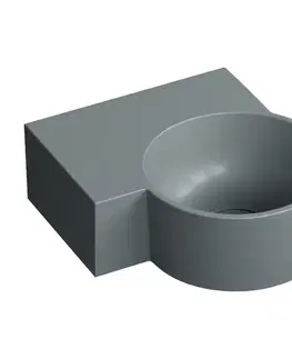 Umývadlá OMNIRES - OVO M+ umývadlo na dosku/závesné - ľavé, 33 x 34 cm, ash grey mat; OVO335UWLAG