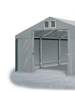 Záhrada Skladový stan 5x10x2,5m strecha PVC 560g/m2 boky PVC 500g/m2 konštrukcie ZIMA PLUS Zelená Šedá Šedá