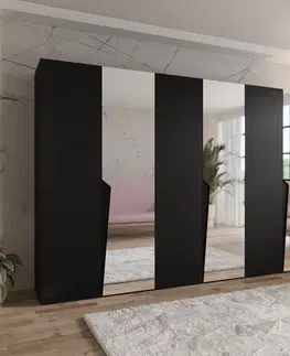 Šatníkové skrine Skriňa Piano 2-300 (3x100) čierna/čierna