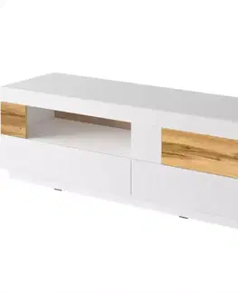 Sektorový nábytok TV stolík Silke 41 dub wotan/biely lesk