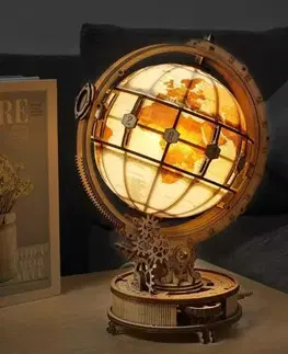 3D puzzle 3D Creative Drevené 3D Puzzle Glóbus s LED svetlom