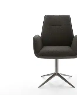 Jedálenské stoličky DELIFE Jedálenská stolička Zoa-Flex zmiešané materiály čierna podstava grafitová 360° otočný hojdacia funkcia vrecková pružina