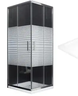 Vane MEXEN/S - Rio Sprchovací kút štvorcový 80x80, transparent / dekor, chróm + vanička so sifónom 860-080-080-01-20-4010