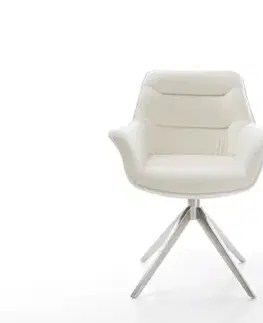 Jedálenské stoličky DELIFE Jedálenská stolička Kaira-Flex bouclé mäkký béžová krížová podstava široká nerezová oceľ 360° otočná s hojdacou funkciou
