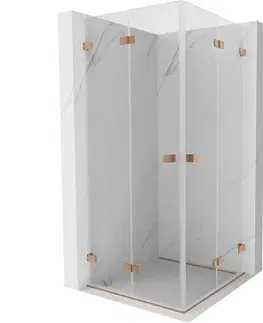 Sprchovacie kúty MEXEN/S - Lunar-F Duo sprchovací kút skladacie dvere 85 x 85, transparent, meď kartáčovaná 836-085L-085P-65-00