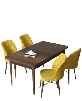 Jedálenské sety Dining Table & Chairs Set (5 Pieces) Arp - Baroque, Mustard